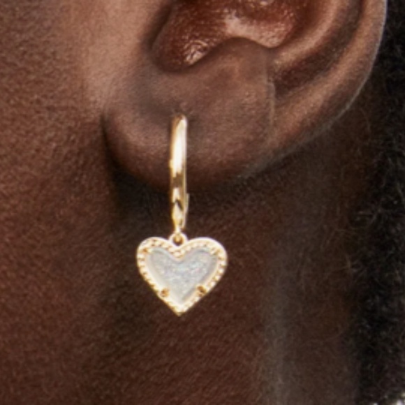 Kendra Scott Ari Huggie Earring with Heart Dangle Gold Tone - Picture 6 of 6